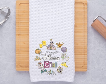 Just A Disney Girl Kitchen Tea Towel,  Disney Lover Home Decor, Housewarming Gifts, Cute Gifts for Her
