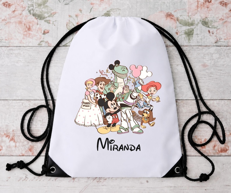 Toy Story At Disney Trip Drawstring Backpack, Disneyworld Family Trip Accessories, Disney Castle Bag image 1