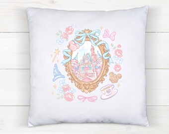 Coquette Disneyland Castle Throw Pillow Case, Disney Home Decor, Living Room Decor, Gift for Family