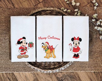 Set of 3 Disney Kitchen Towels, Christmas Kitchen Towel, Disney Decor, Disney Kitchen Decor,