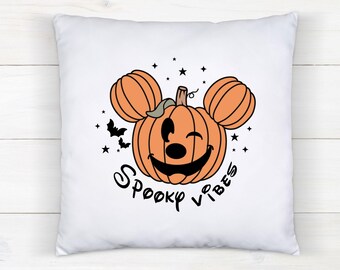 Spooky Vibes Mickey Pumpkin Halloween Pillow, Halloween Home Decor, Disney Lover Gifts, Disney Pillow, Pillowcase Only