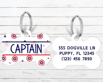 Captain America Disney Dog Tag, Personalized Pet Tag, Pet Id Tag for Dogs & Cats