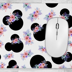 Floral Minnie Mousepad, Office Accessories, Gift For Her, Minnie Mouse, Unique Mousepad, Disney Lover Gift, Disneyworld Gifts, Disney Decor