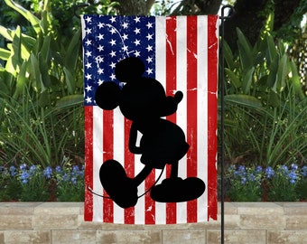 Mickey American Flag, Happy 4th Of July, Disney Garden Flag, Disney Home Decor, Disney Yard Flag, Minnie Mouse, Disney Lover Gift