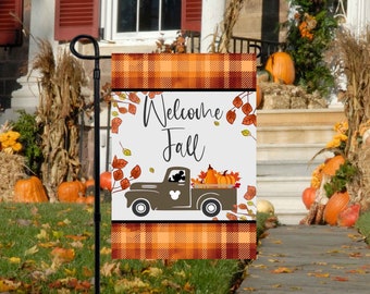 Disney Halloween Garden Yard Flag, Mickey Head Flag, Custom Disney Flag 2 Sided, Disney Fall Flag