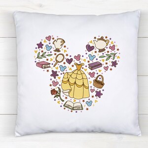 Beauty and Beast Belle Throw Pillow, Princess Decor, Disney Lover Gifts, Housewarming Gifts, Disney Pillow, Pillowcase Only