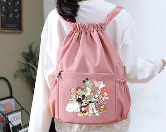 Toy Story At Disney Drawstring Backpack, Waterproof Drawstring Bag for Disney Trip, Disneyworld Trip Accessories, Hollywood Studios