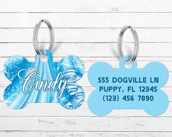 Cinderella Disney Dog Tag, Personalized Pet Tag, Pet Id Tag for Dogs & Cats, Disney Princess Decor