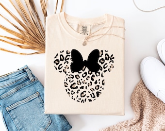 Comfort Colors Leopard Print Minnie Shirt, Animal Kingdom Shirt, Disney Shirt for Her, Magic Kingdom Shirt, Disney Trip, Disneyworld Shirts