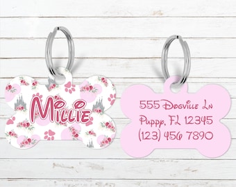 Disney Castle and Paws Disney Dog Tag, Personalized Pet Tag, Pet Id Tag for Dogs & Cats