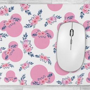 Floral Minnie Mousepad, Office Accessories, Gift For Her, Minnie Mouse, Unique Mousepad, Disney Lover Gift, Disneyworld Gifts, Disney Decor