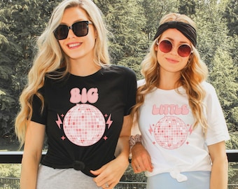 Disco Big Little Tees, Sorority Shirts, Big Little Shirts Sorority, Matching Group Shirts, Sorority Reveal Shirts