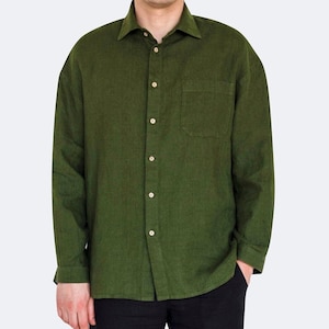 Oversized Linen Shirt – Long Sleeve Shirt, Relaxed Fit, Lightweight and Breathable Summer Shirt for Men