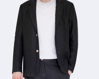 Harrison Linen Blazer – Tailored Summer Jacket in Heavyweight Natural Linen, Smart Casual Style for Men