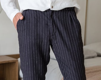 Kurze Leinen-Caprihose für Herren / Atmungsaktive Sommer-Leinenhose / Lässige leichte Hose für Männer / Strand-Hochzeitshose / VADU-Leinen