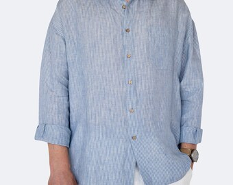 Oversized Linen Shirt – Long Sleeve, Relaxed Fit, Lightweight Summer Shirt for Men, Casual Vacation Style