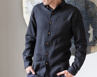 Classic Linen Shirt: Classic Dress Shirt for Beach Weddings, Casual Occasions and Comfort, Summer Linen Clothing