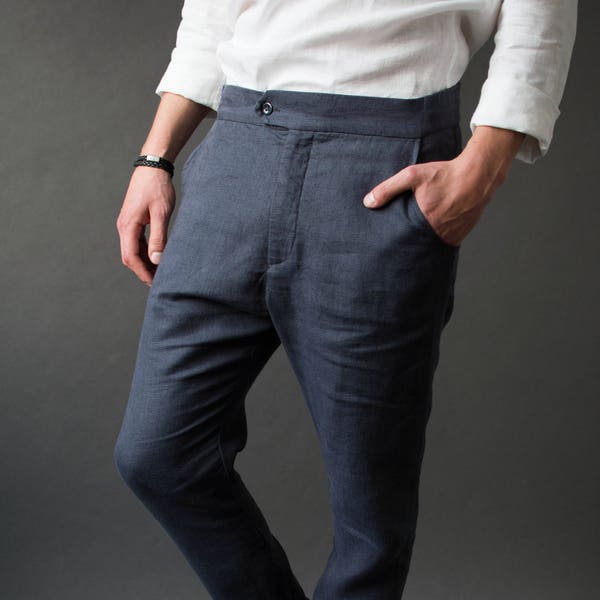 Linen Chino Pants Men / Tapered Leg / Beach Wedding / Breathable Natural Linen / Comfy Classic Fit / Cool Comfort / VADU Linen