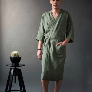 The Linen Kimono Robe: Unisex Breathable Linen Bathrobe - Perfect for Lounging or After-Bath Wrapping - Makes a Great Linen Gift