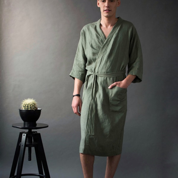 Die Leinen Kimono Robe: Unisex atmungsaktiv Leinen Bademantel - perfekt zum Faulenzen oder nach dem Bad Verpackung - macht ein tolles Leinen Geschenk