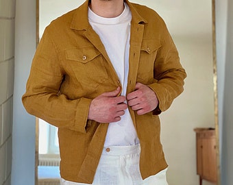 Linen Layer: Men's Casual Linen Overshirt -  Stylish Summer Linen Shirt Jacket - Casual and Dressy Occasions