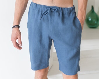 Linen Comfort: Beach Linen Shorts Men, Casual Linen Shorts for Men, Basic Shorts, Loose Shorts with Drawstrings Shorts