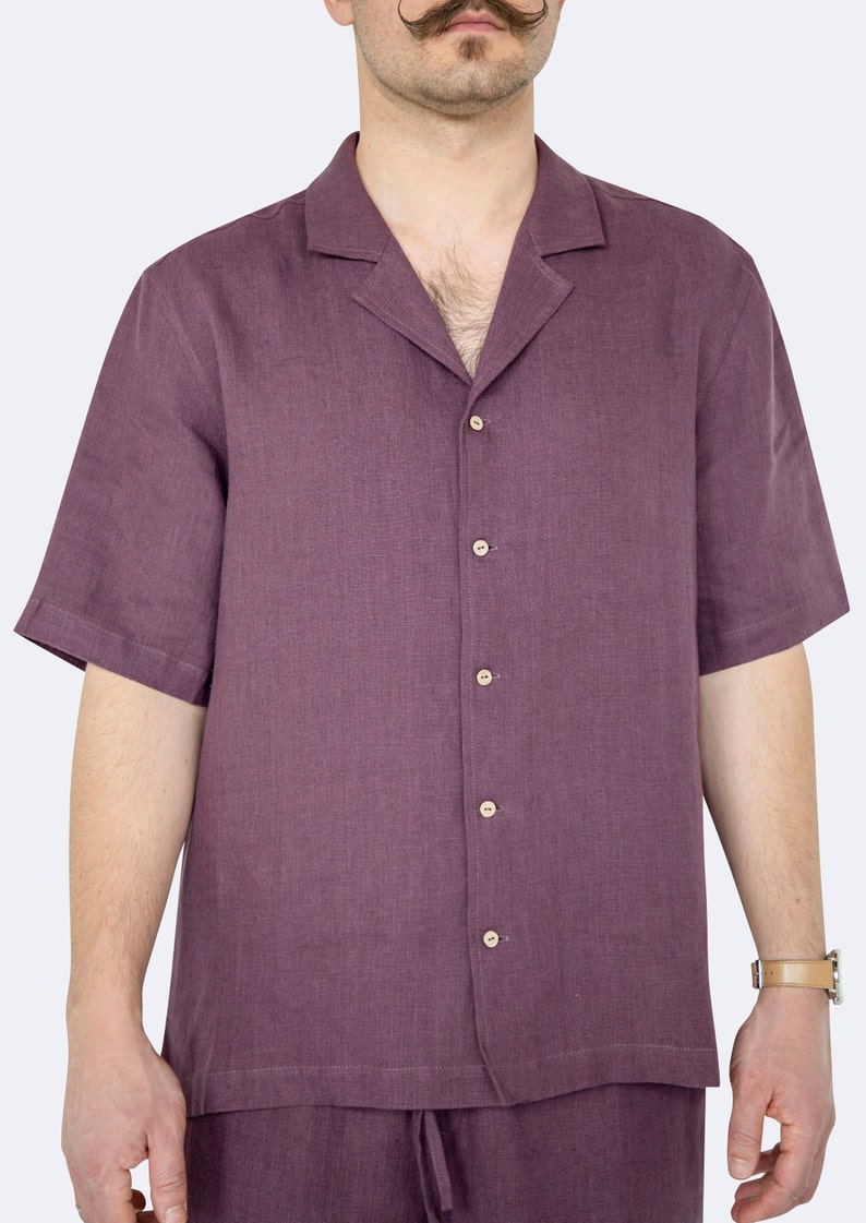 Mens Linen Shirt with coconut buttons