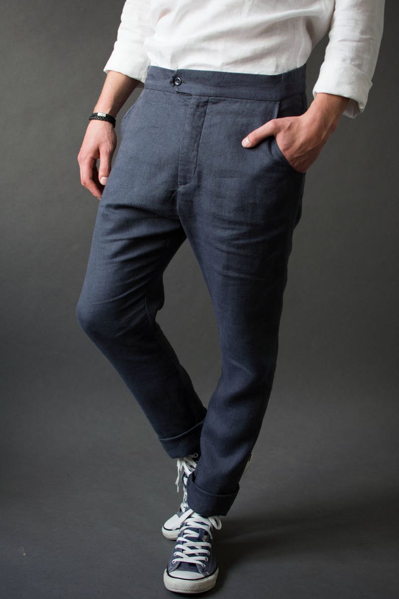 Slightly tapered fit linen pants for men, perfect for summer weddings or casual occasions