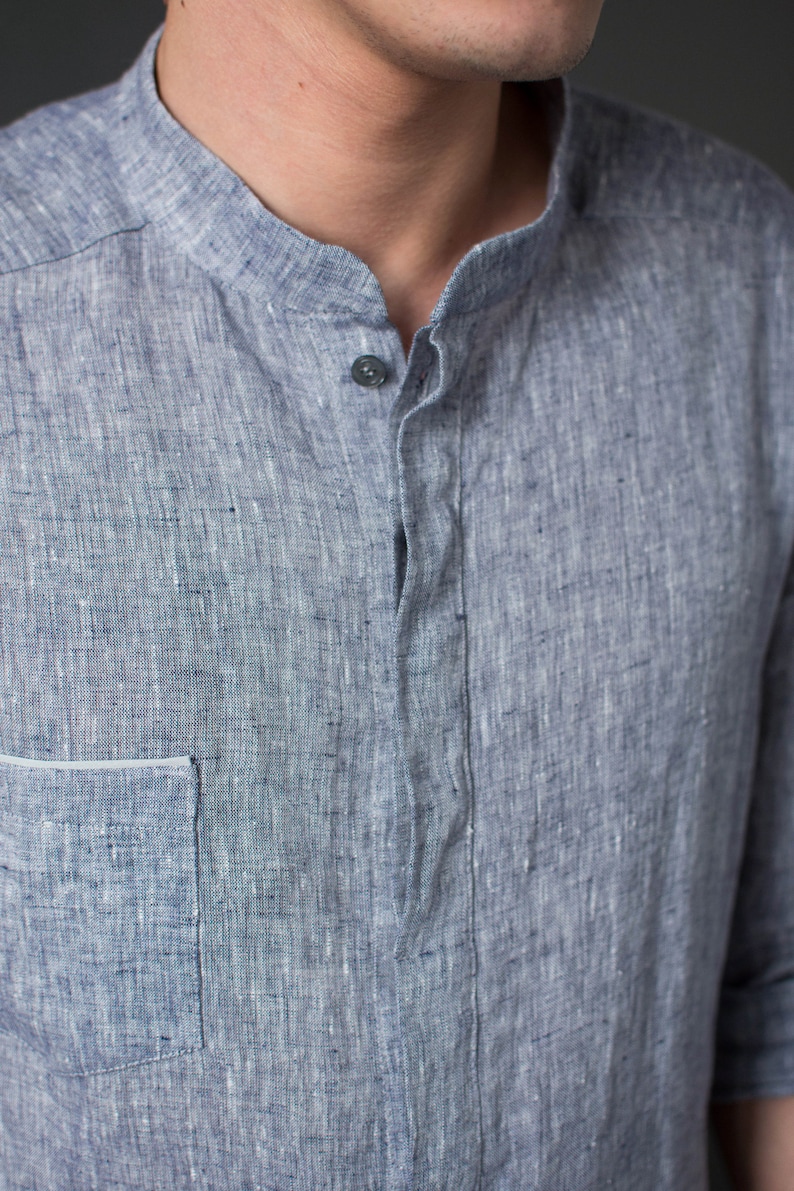 Mens Linen Tunic Long Linen Shirt for Men Natural Linen Etsy