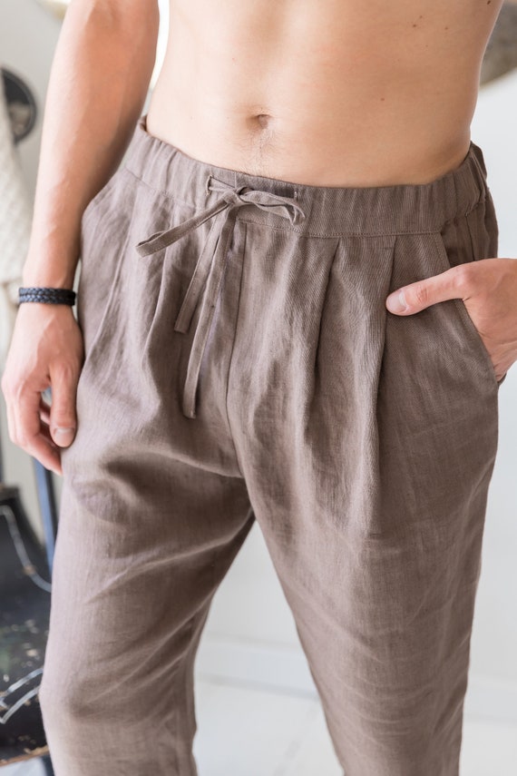 Linen Jogger Pants for Men - Casual Elastic Waist Summer
