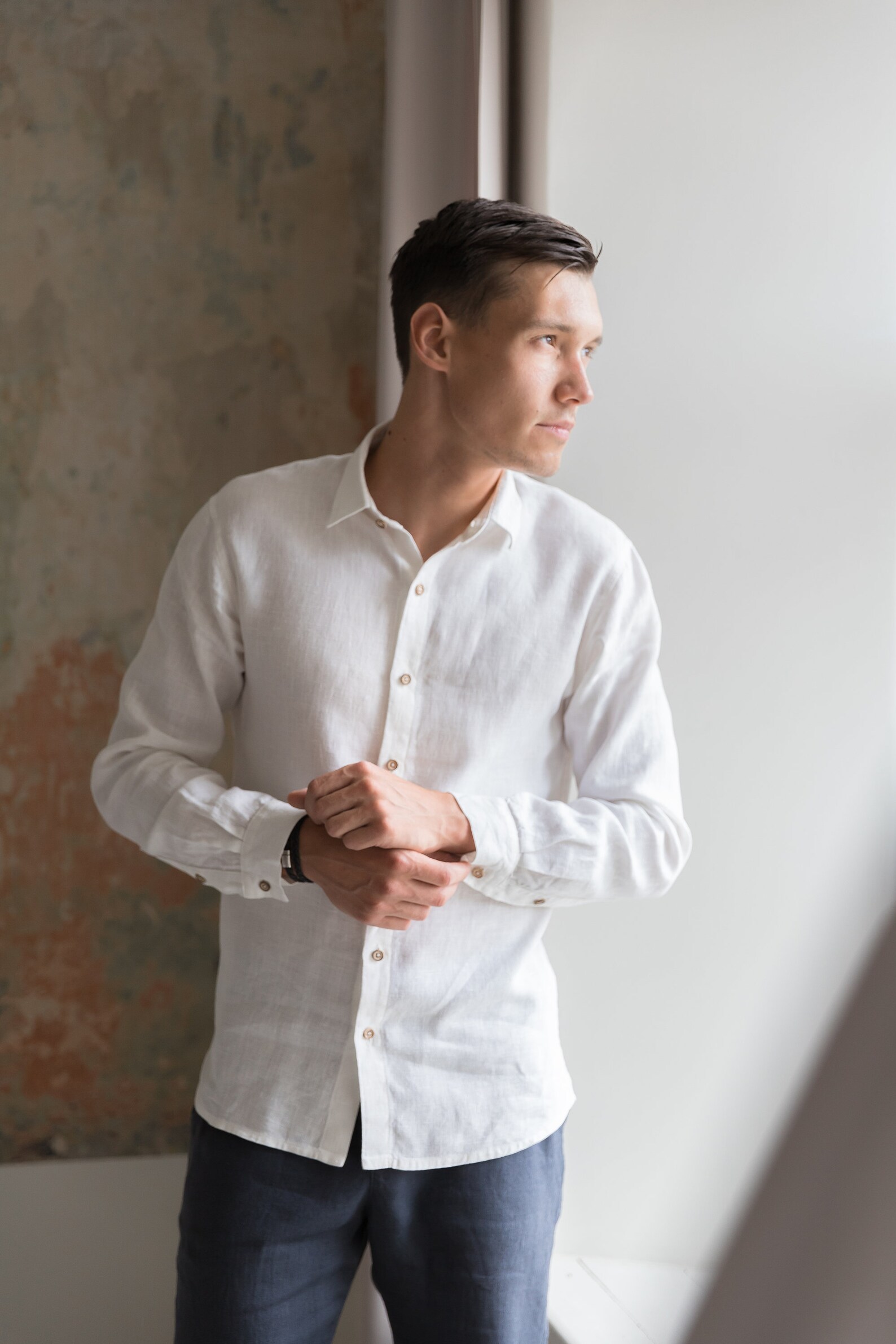 Mens Linen Shirts Classic Linen Shirt Beach Wedding Linen Etsy