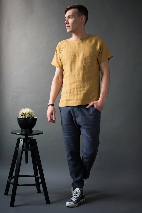 Linen tee shirt mens Clearance
