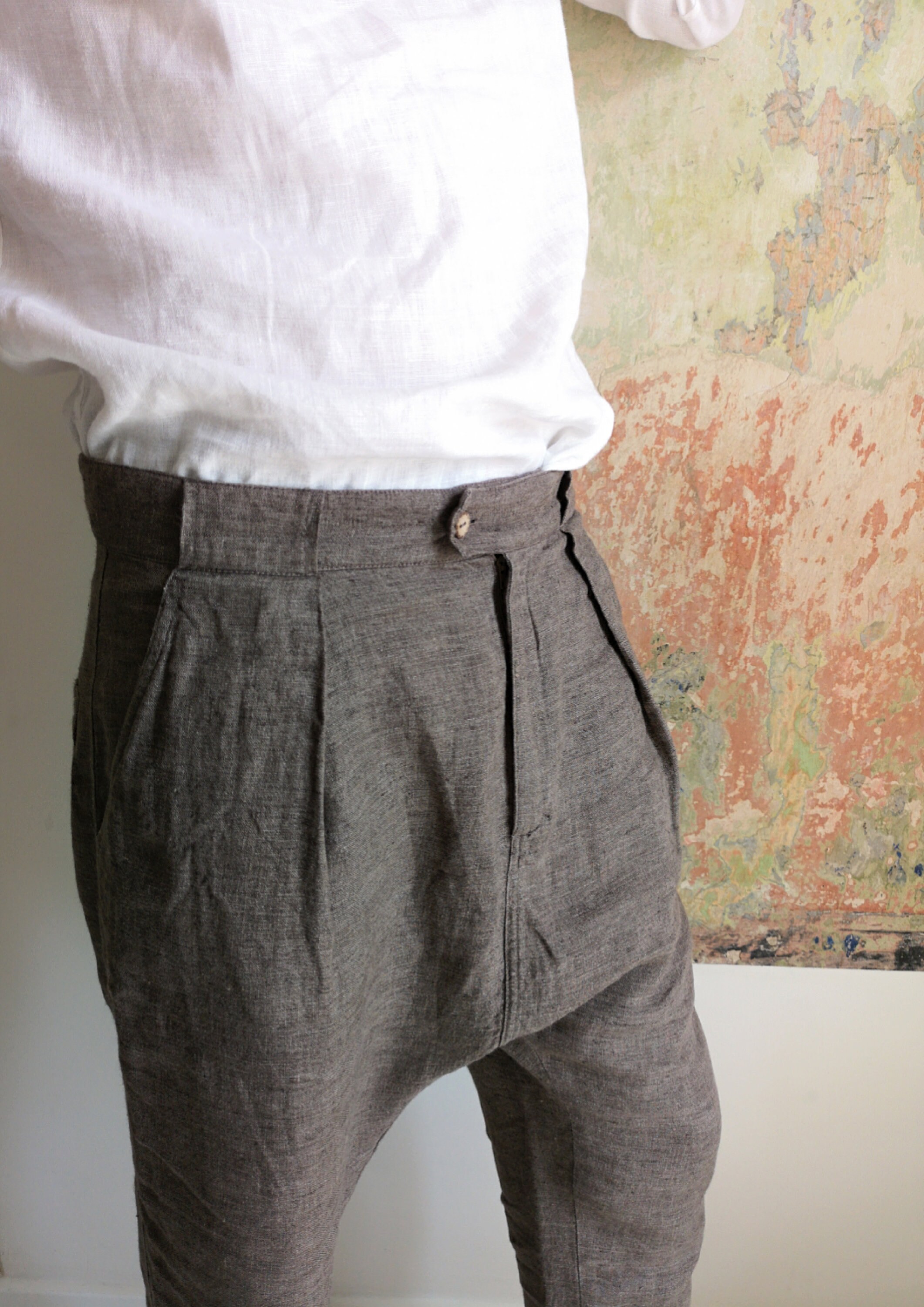 Mens Linen Pants Drop Crotch Pants Casual Linen Pants for - Etsy