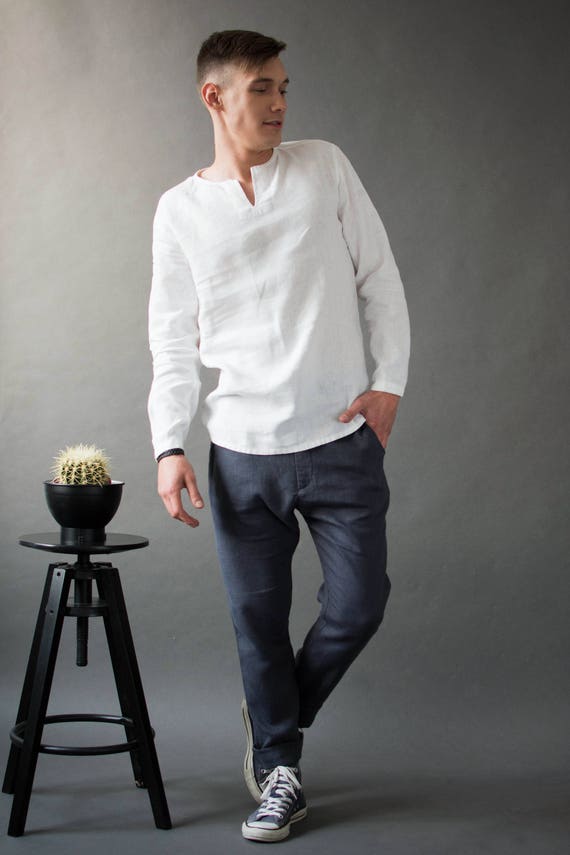 white linen dress shirt mens