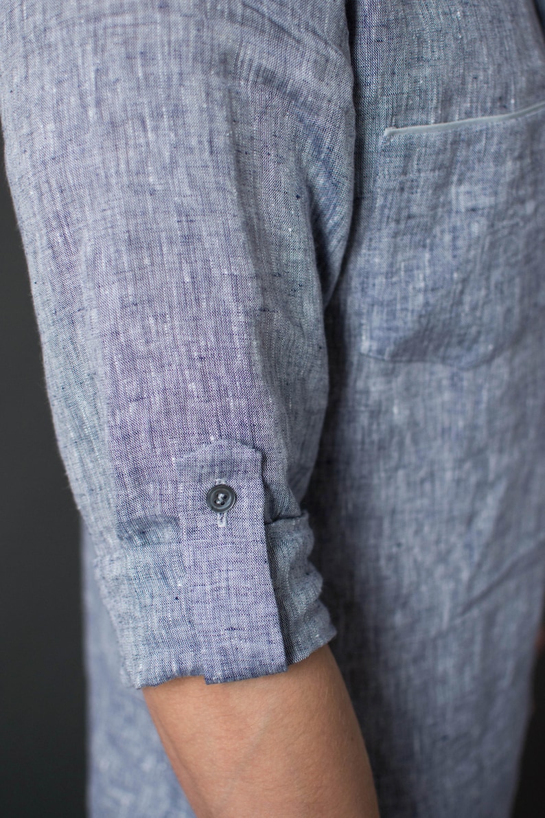 Mens Linen Tunic Long Linen Shirt for Men Natural Linen Etsy