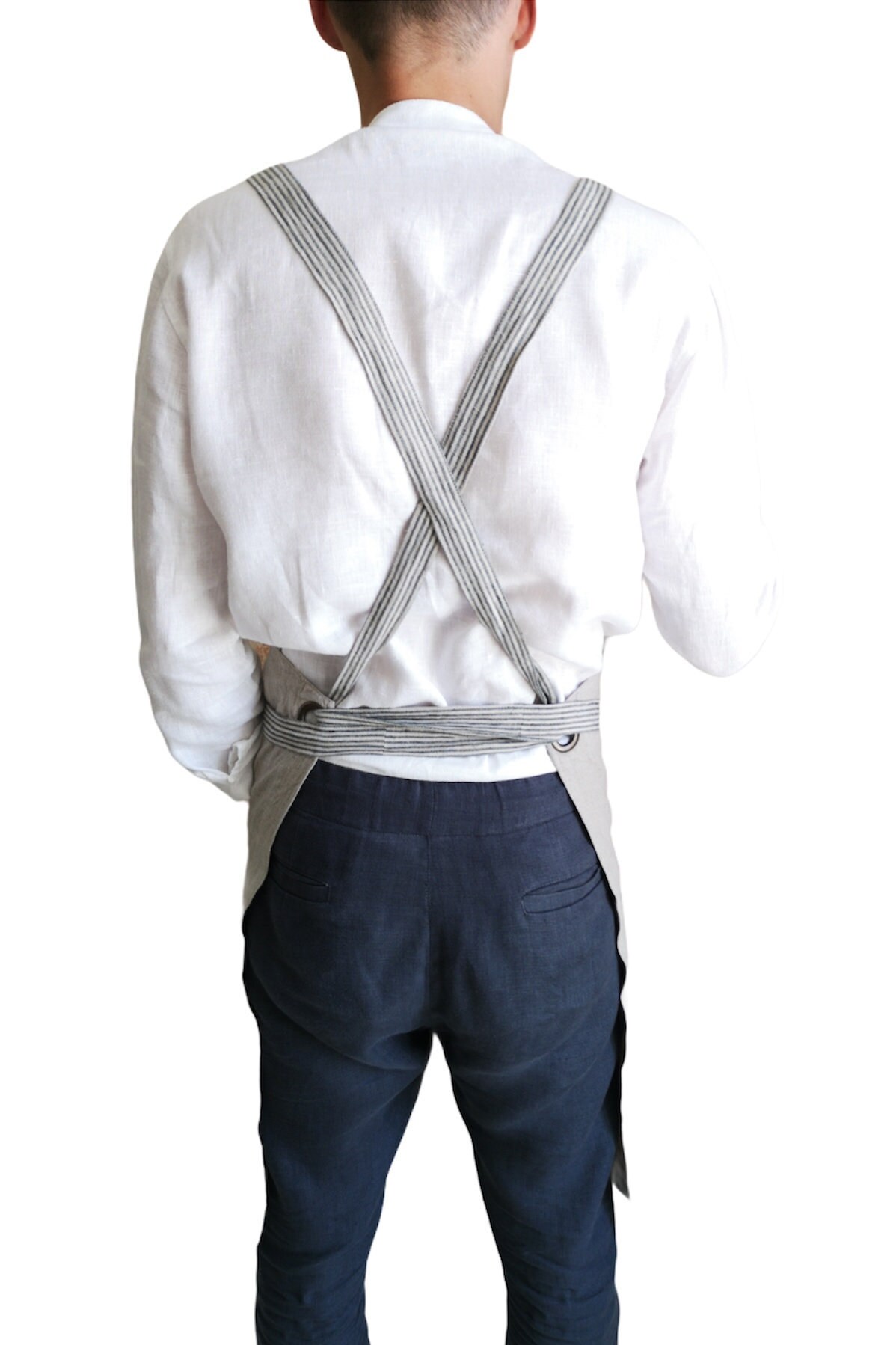 Men's linen apron Cross back kitchen apron Full linen Etsy