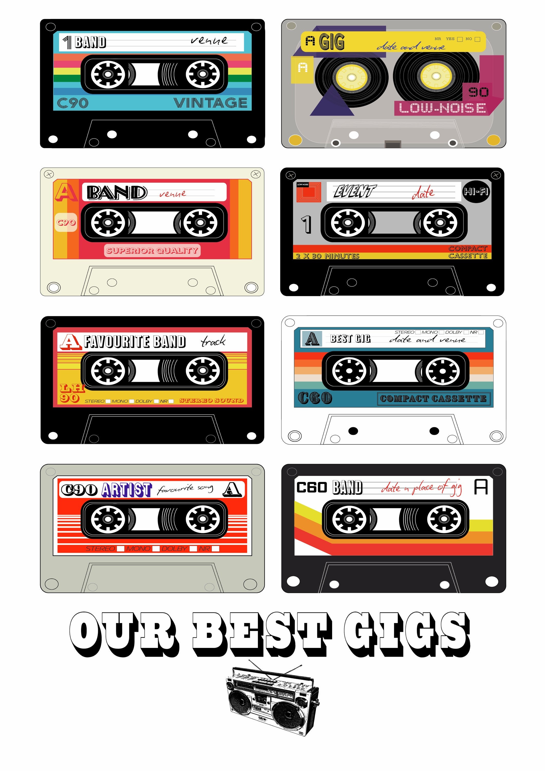 Custom Cassette tape wall art celebrate your favourite gigs Etsy