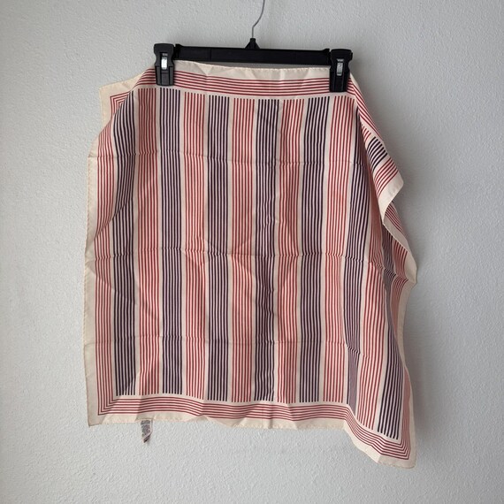 Vtg 60s 70s Mode Makers Ben Goodman Handrolled Scarf Square Red Purple Stripes