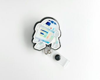 R2D2 Badge Reel - Retractable, Nurse, RN, Gift, NICU, PICU, Wars, Peds Nurse, Star, Robot, Droid, Male Nurse Gift