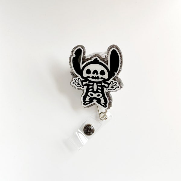 Stitch XRAY Badge Reel - Custom, Retractable, 626, Blue Alien, Aloha, Character, Movie, Ohana, Radiology, Rad Tech, RN, Peds Nurse