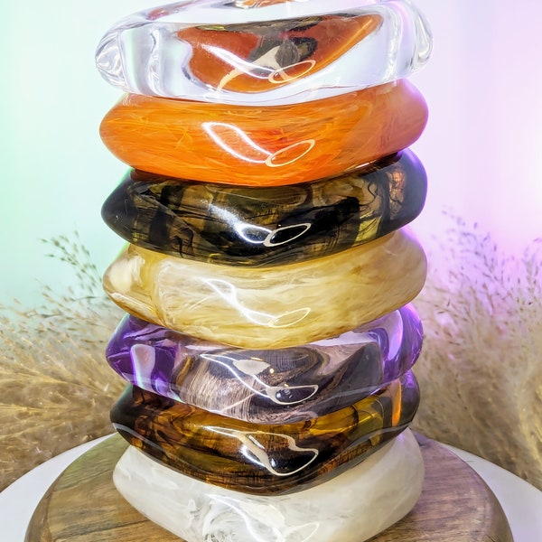 Squircal Resin Polished Bangles - 7 colours