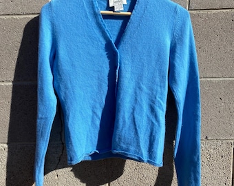 Vintage Neiman Marcus 100% Cashmere Cardigan Sweater Women's Blue Small Dainty