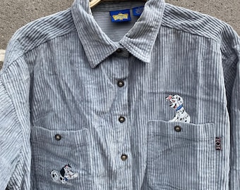 Disney Classics Corduroy Cotton LS Button Up 101 Dalmatians Large gray