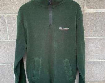 Vintage Chaps Ralph Lauren Fleece 1/4 Zip Pullover Sweater Size Small Green