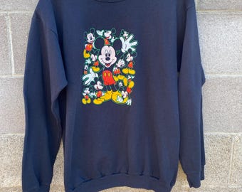 Mickey Mouse Youth XL Blue Crewneck Pullover Sweatshirt Vintage Adult Medium