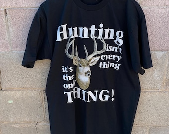 Vintage 90s Funny Deer Shirt Buck Hunting Mens Large Outdoors Black Humor