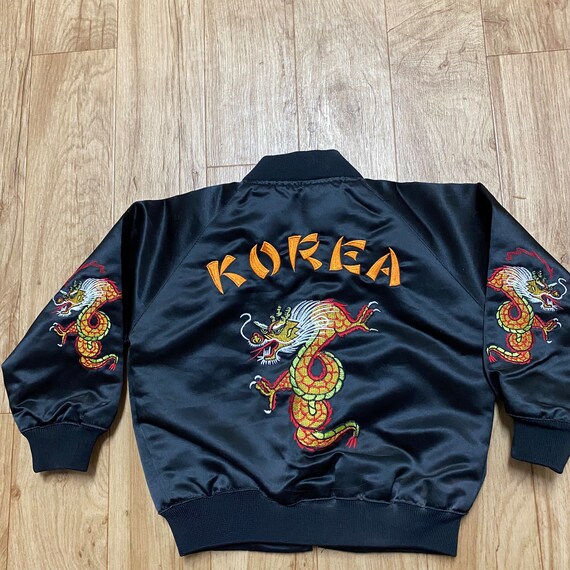 Vintage Korea Satin Bomber Jacket Kids Size Small Etsy