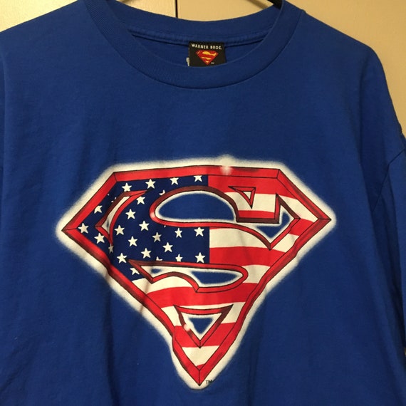 Vintage Superman Shirt Size XL USA Flag Etsy Australia