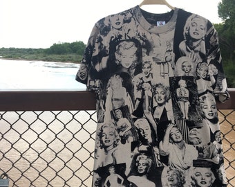 Vintage Marilyn Monroe all over print shirt size large