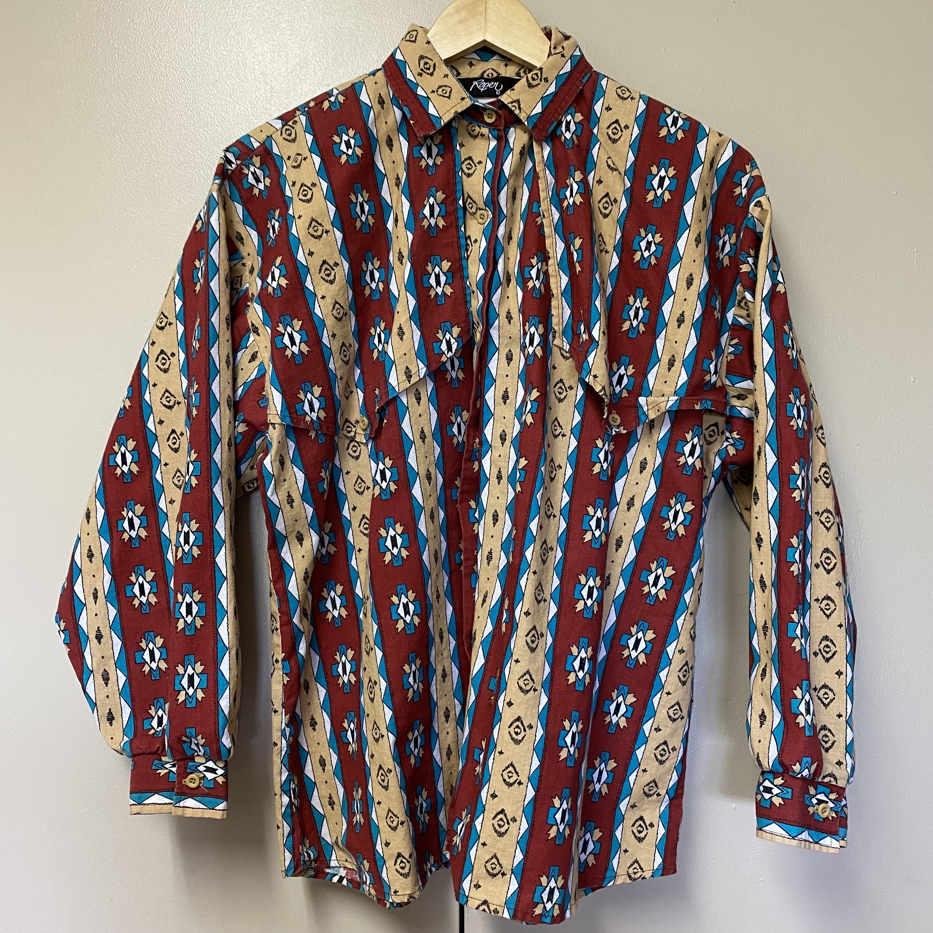 Chemise cow-girl vintage pour femme - carreaux rétro, style rodéo western, manches longues, chemisier de concours équestre, jaune brun beige, moyenne - France